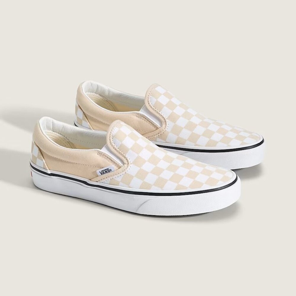Vans Classic Slip-On Checkerboard Shoe, Frappe/Tru Color, Size 8.5W/7M, New